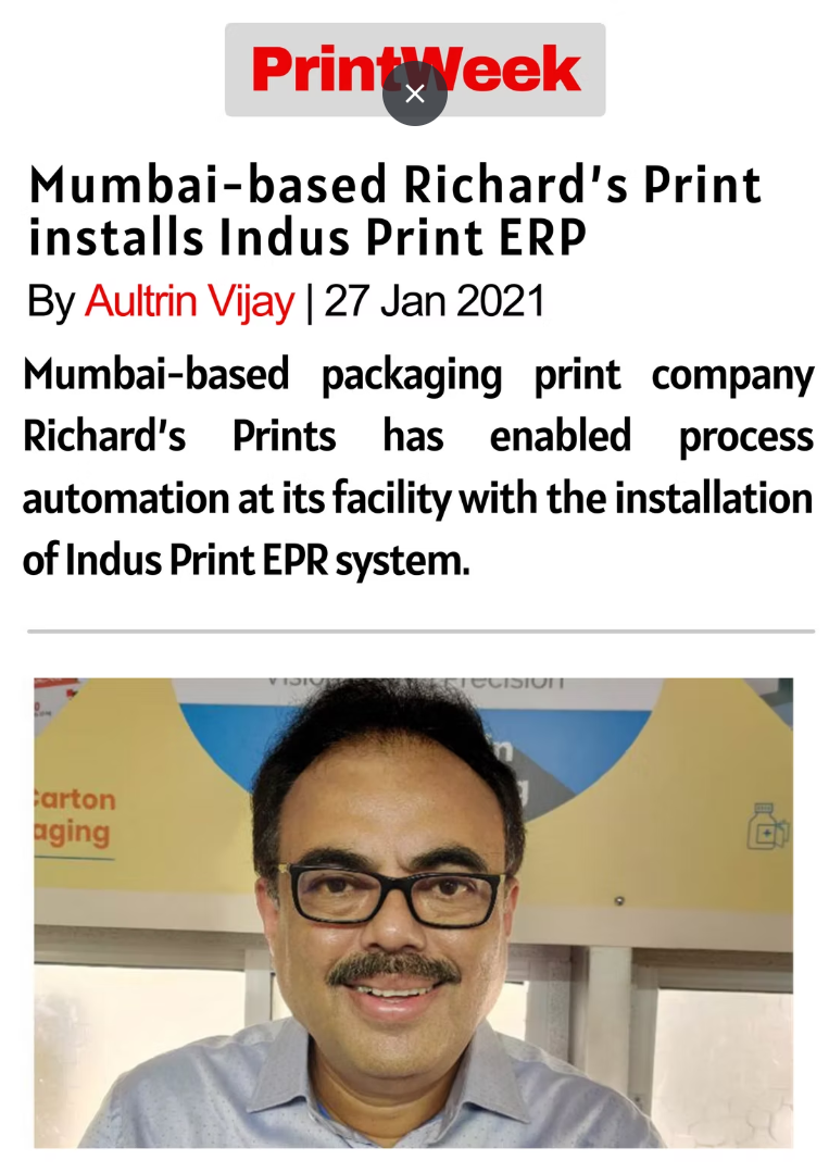 Mumbai-based Richard's Print installs Indus Print ERP